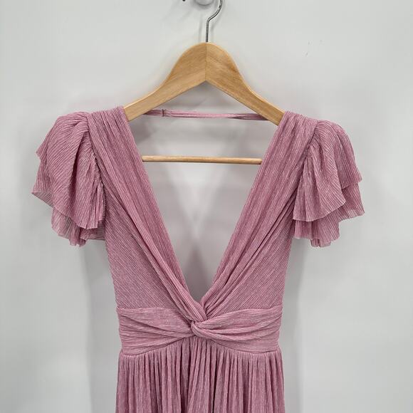 Sabina Musayev NWT Shaylee Flutter Sleeve Low Back Dress in Lavender Plissé // M - Picture 7 of 16